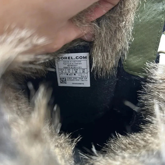 Sorel Tofino II Faux Fur Waterproof Lace Up Snow Winter Boots Camo Green Size 8 - Picture 8 of 9